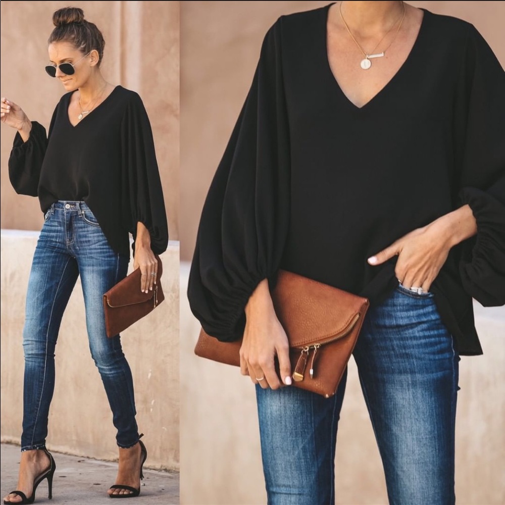 Vici Bells Will Be Ringing Balloon Sleeve Blouse sz S